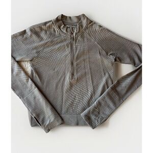 Lululemon womens Rest Less pullover 4? Cropped 1/2 zip Grid Warp Rover Raw Linen